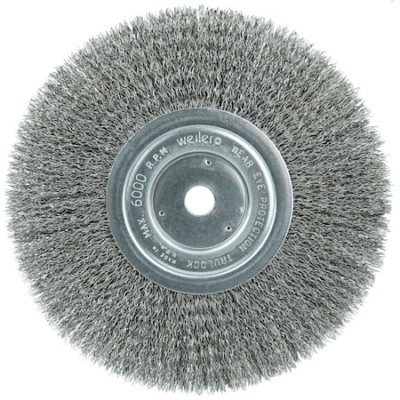 Weiler 8" Narrow Face Crimped Wire Wheel, .014" Steel Fill, 5/8" Arbor Hole 1175